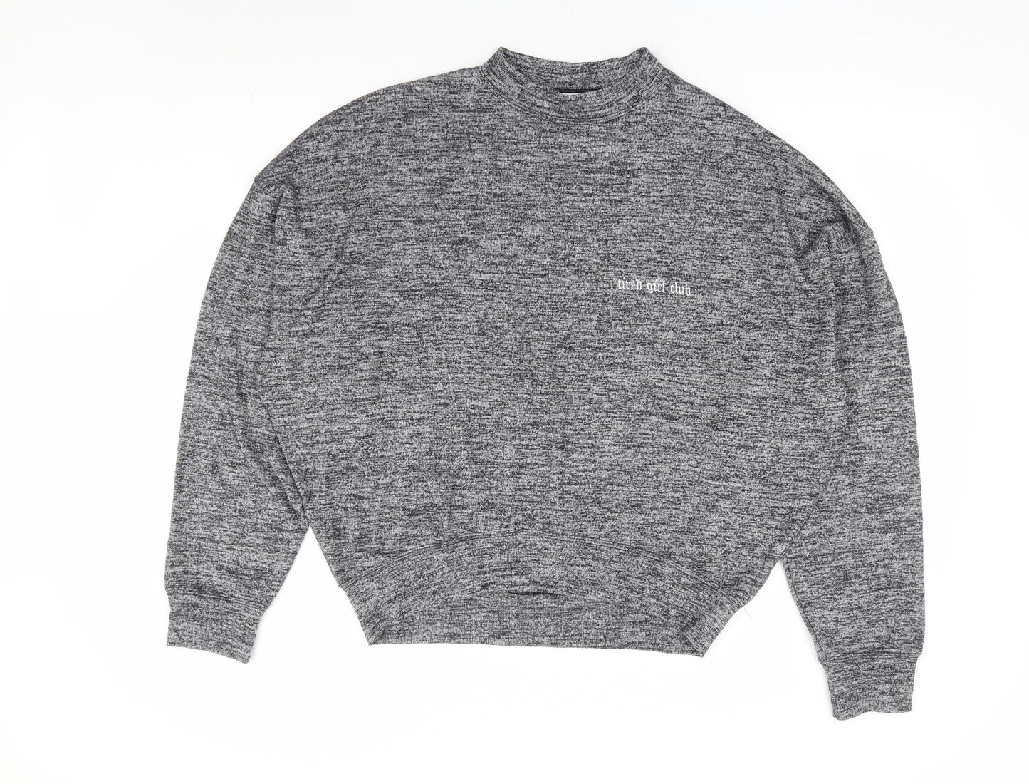 J Genevieve Womens Grey Polyester Pullover Sweatshirt Size L Pullover - Tired Girl Club, Batwing