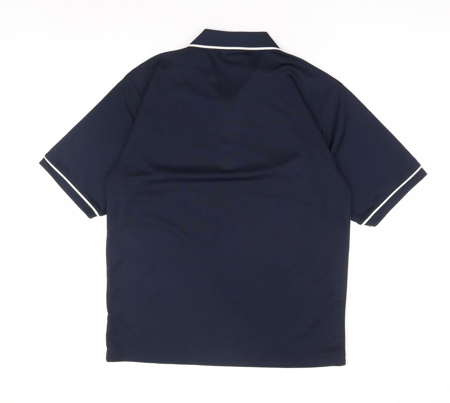 Boronia Mens Blue Polyester Polo Size S Collared Button - Contrast Trim