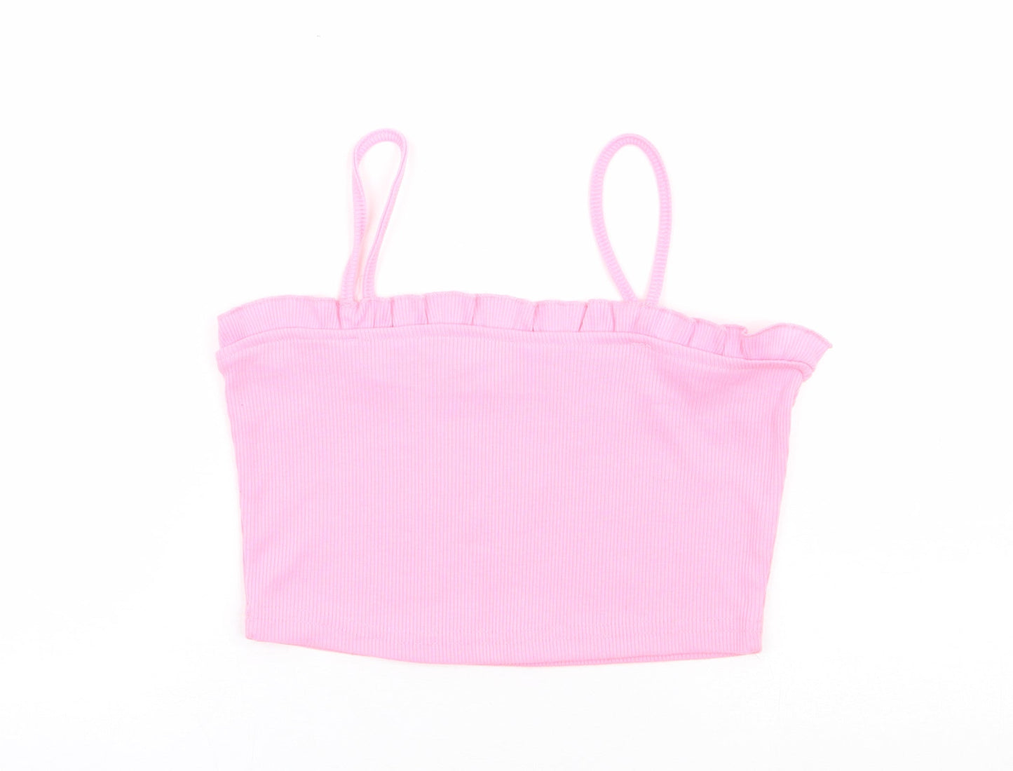 SheIn Womens Pink Polyester Cropped Tank Size S Square Neck - Ribbed