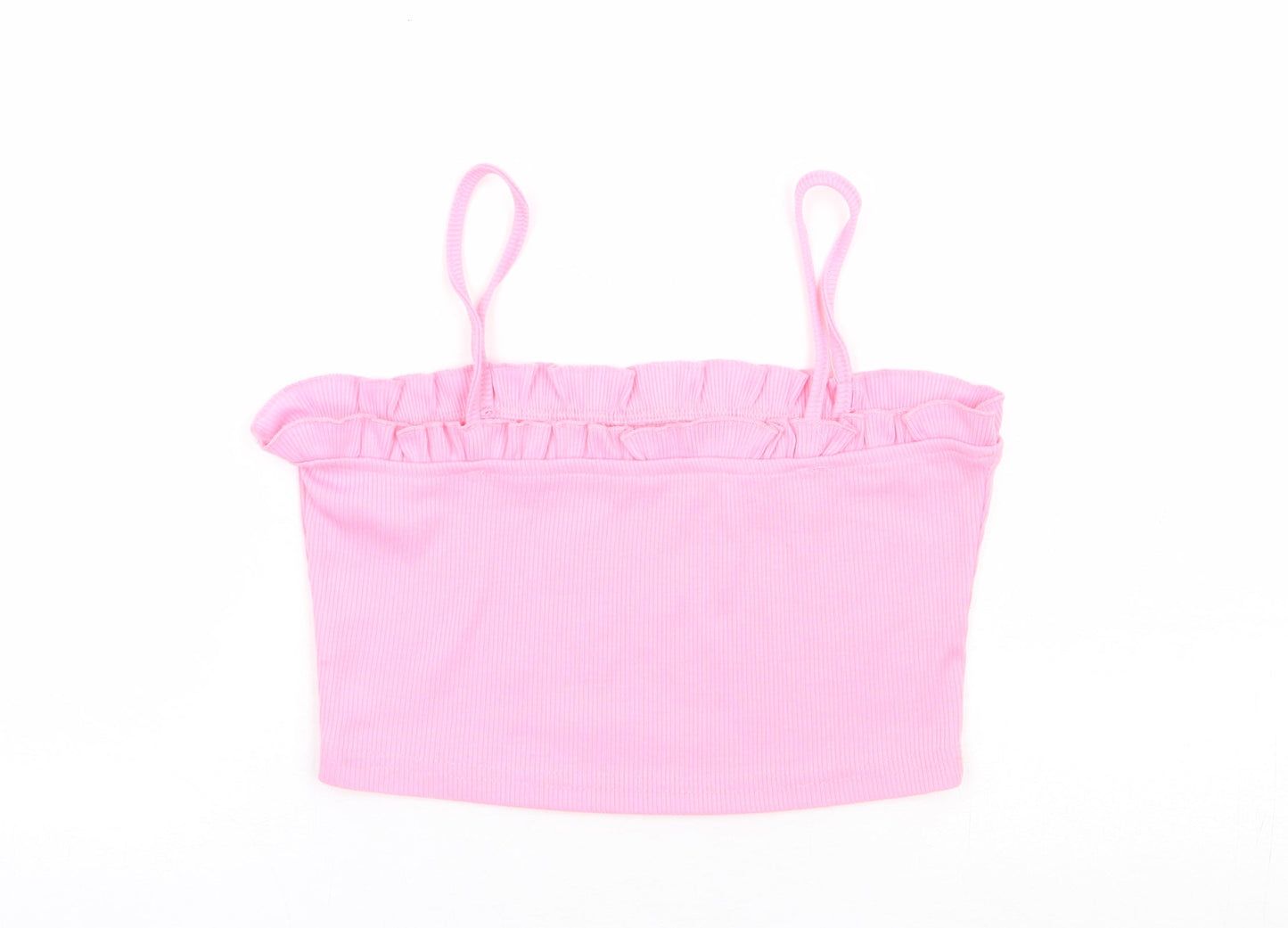 SheIn Womens Pink Polyester Cropped Tank Size S Square Neck - Ribbed