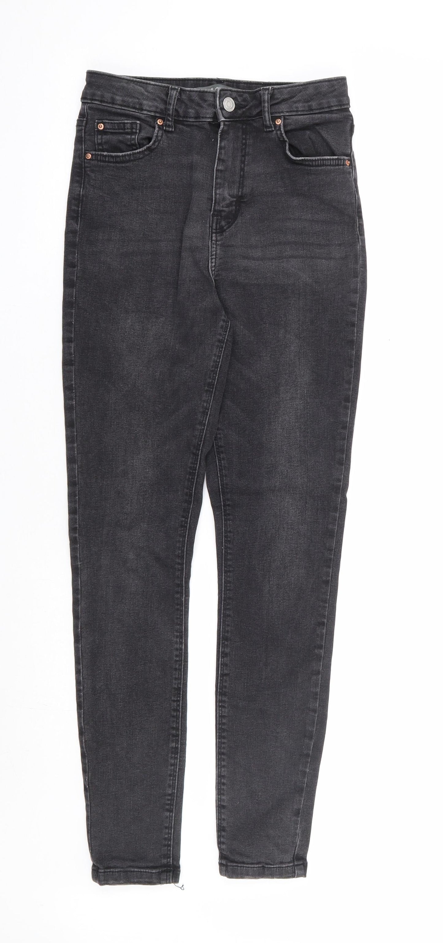 Primark Womens Black Cotton Skinny Jeans Size 10 L28 in Regular Zip