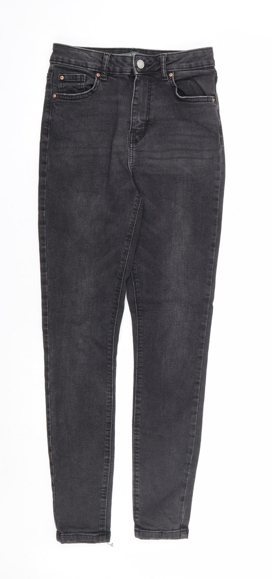 Primark Womens Black Cotton Skinny Jeans Size 10 L28 in Regular Zip