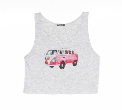 Native Womens Grey Polyester Cropped Tank Size S Scoop Neck - Volkswagen Van