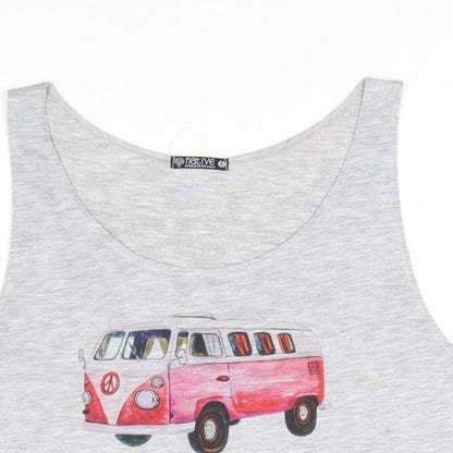Native Womens Grey Polyester Cropped Tank Size S Scoop Neck - Volkswagen Van