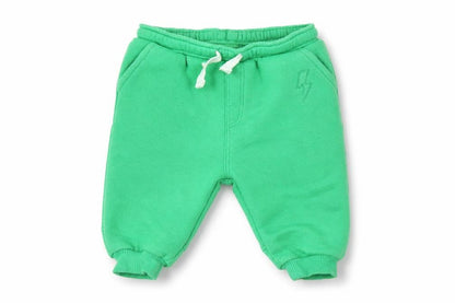 Leigh Tucker Boys Green Cotton Jogger Trousers Size 3-6 Months Drawstring