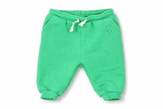 Leigh Tucker Boys Green Cotton Jogger Trousers Size 3-6 Months Drawstring