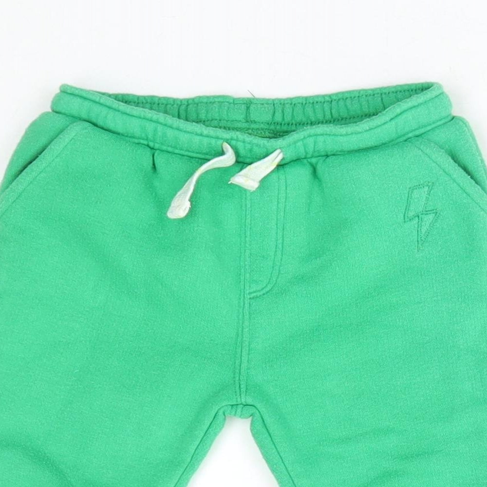 Leigh Tucker Boys Green Cotton Jogger Trousers Size 3-6 Months Drawstring