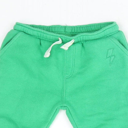 Leigh Tucker Boys Green Cotton Jogger Trousers Size 3-6 Months Drawstring