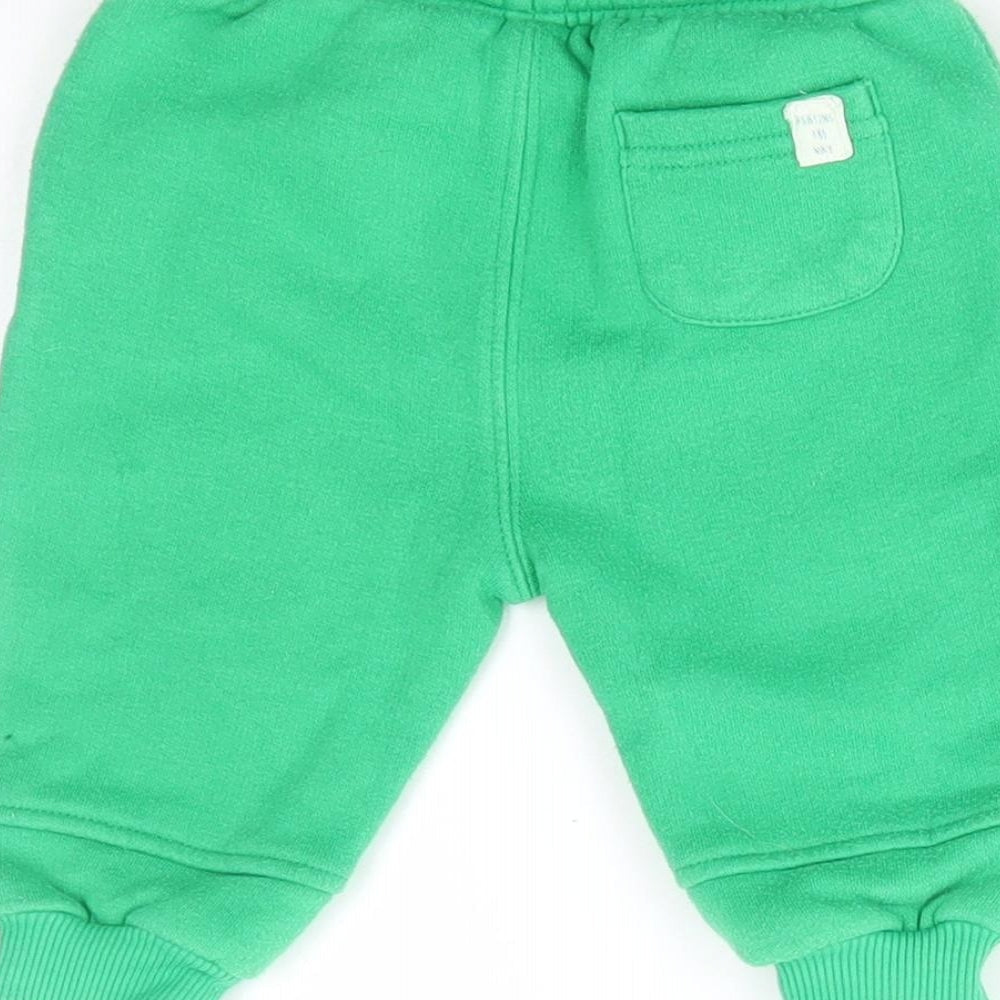 Leigh Tucker Boys Green Cotton Jogger Trousers Size 3-6 Months Drawstring