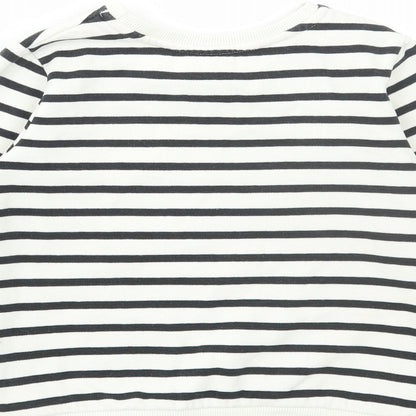Preworn Girls White Striped Polyester Pullover Sweatshirt Size 6 Years Pullover - Mouse