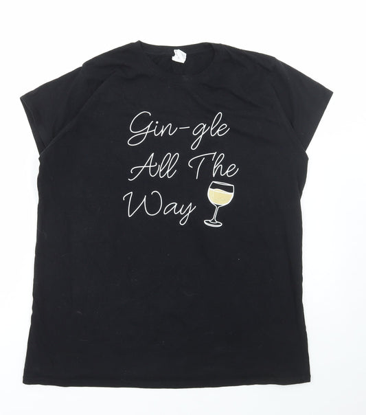 Womens UK Size 2XL Gildan Black Basic T-Shirt