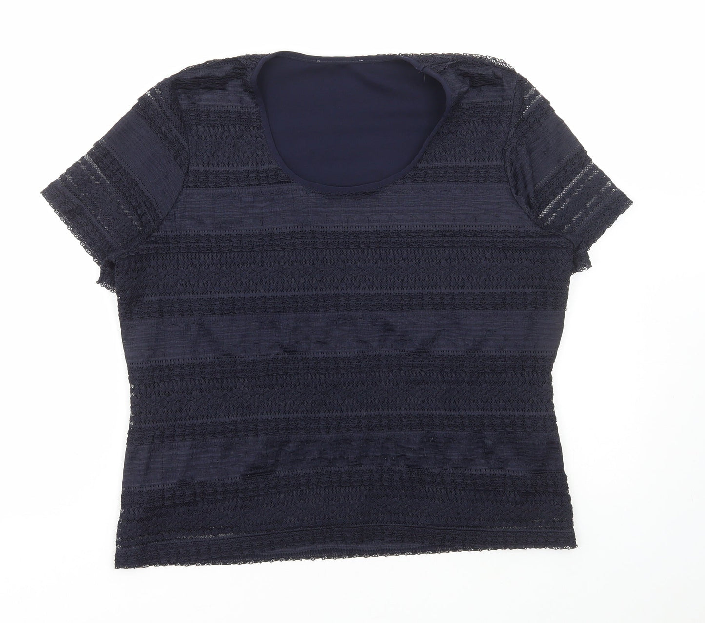 Womens UK Size L Preworn Blue Basic T-Shirt