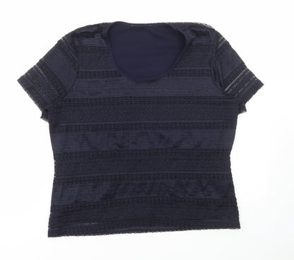 Womens UK Size L Preworn Blue Basic T-Shirt