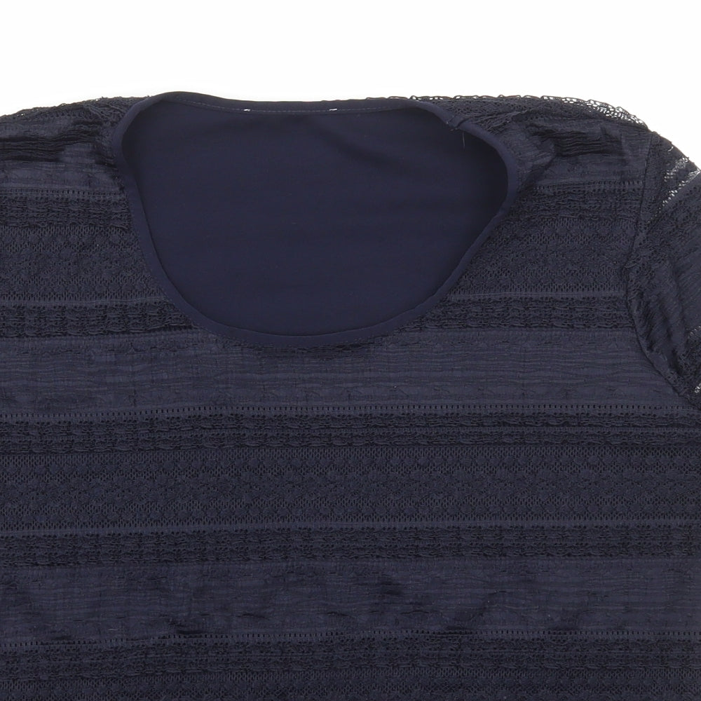 Womens UK Size L Preworn Blue Basic T-Shirt