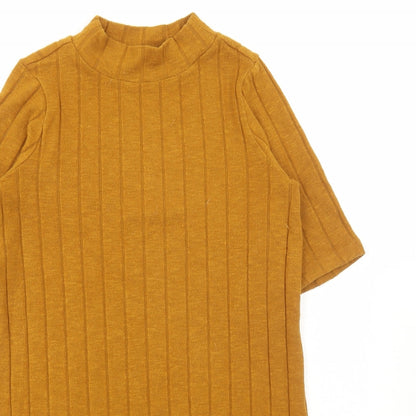 F&F Womens Yellow High Neck Viscose Tunic Jumper Size 6 - Ribbed