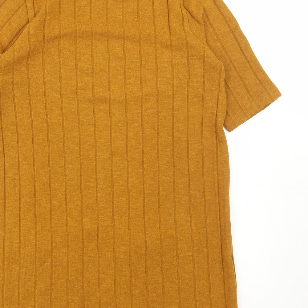 F&F Womens Yellow High Neck Viscose Tunic Jumper Size 6 - Ribbed