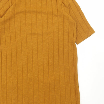 F&F Womens Yellow High Neck Viscose Tunic Jumper Size 6 - Ribbed