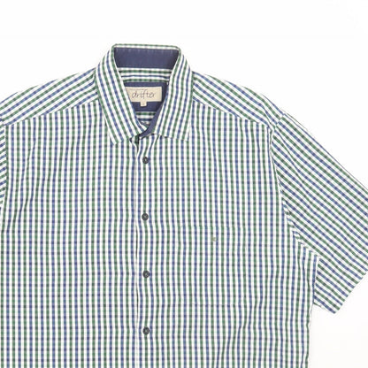 Mens UK Size L Drifter Green  Button-Up Short Sleeve Casual Shirt