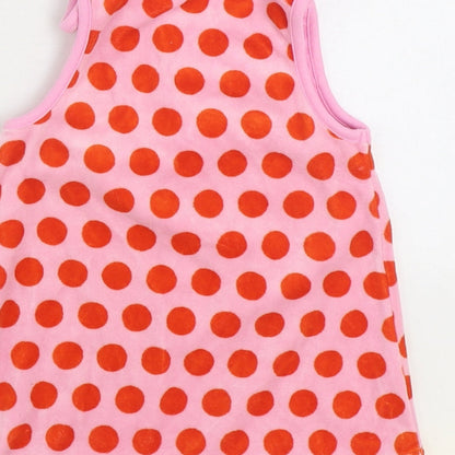 Me Too Girls Pink Polka Dot Cotton Trapeze & Swing Size 6-9 Months Round Neck Button