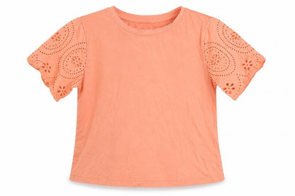 NEXT Girls Orange 100% Cotton Basic T-Shirt Size 6 Years Round Neck Pullover