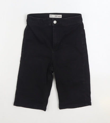 Topshop Womens Black Cotton Cropped Jeans Size 8 Regular Zip