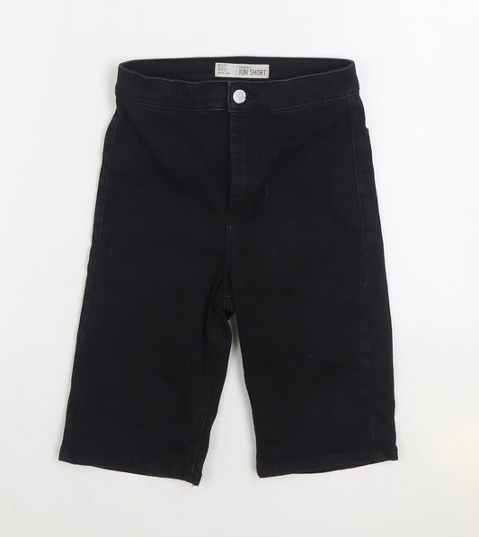 Topshop Womens Black Cotton Cropped Jeans Size 8 Regular Zip