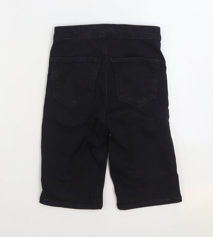 Topshop Womens Black Cotton Cropped Jeans Size 8 Regular Zip
