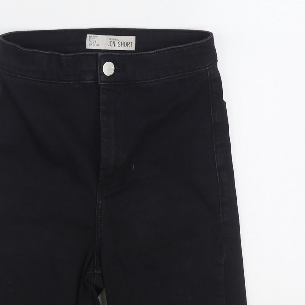 Topshop Womens Black Cotton Cropped Jeans Size 8 Regular Zip