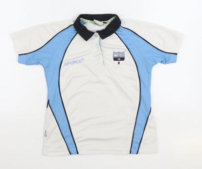GForce Boys White Polyester Basic Polo Size 9-10 Years Collared Button