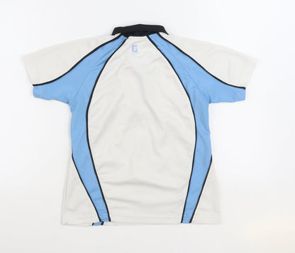 GForce Boys White Polyester Basic Polo Size 9-10 Years Collared Button