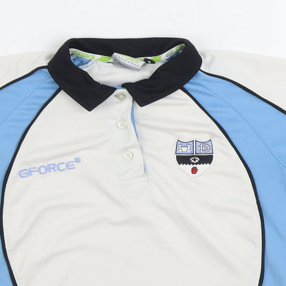 GForce Boys White Polyester Basic Polo Size 9-10 Years Collared Button