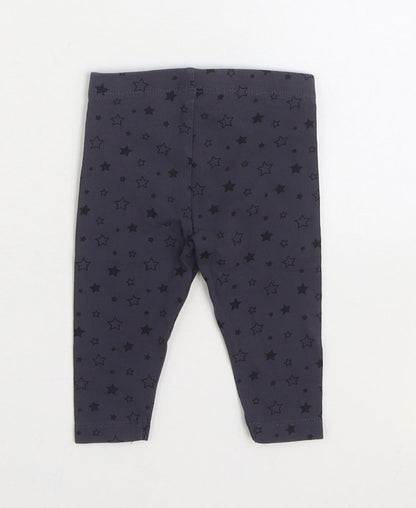 Dunnes Stores Girls Black Geometric Cotton Jogger Trousers Size 3-6 Months Pullover - Stars Leggings