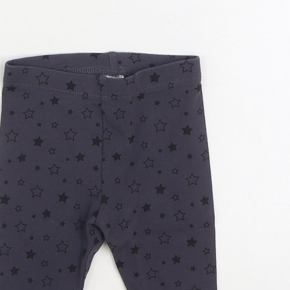 Dunnes Stores Girls Black Geometric Cotton Jogger Trousers Size 3-6 Months Pullover - Stars Leggings