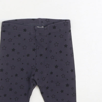 Dunnes Stores Girls Black Geometric Cotton Jogger Trousers Size 3-6 Months Pullover - Stars Leggings