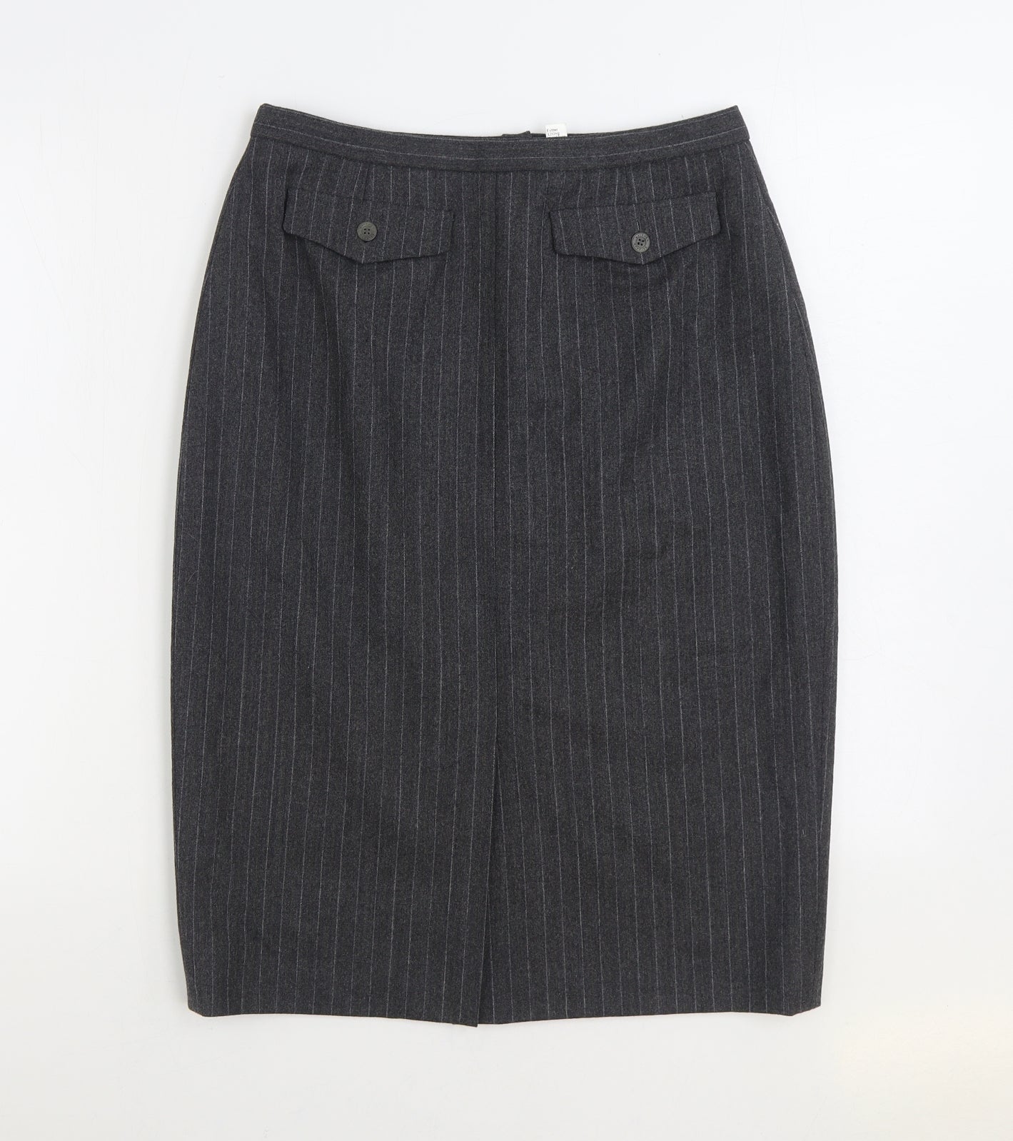 GARDEUR Womens Grey Striped Wool Straight & Pencil Skirt Size 12 Zip