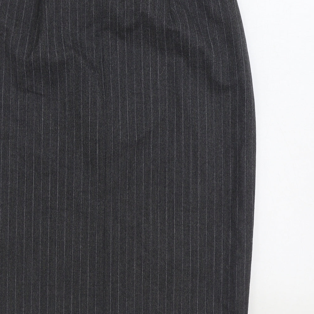 GARDEUR Womens Grey Striped Wool Straight & Pencil Skirt Size 12 Zip