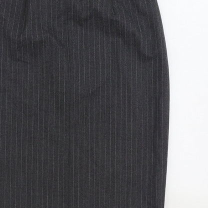 GARDEUR Womens Grey Striped Wool Straight & Pencil Skirt Size 12 Zip