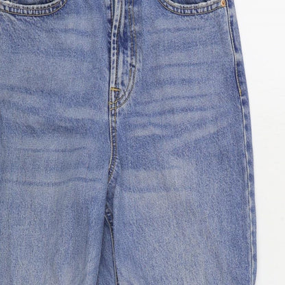 Denim & Co. Womens Blue Cotton Cropped Jeans Size 8 L23 in Regular Zip