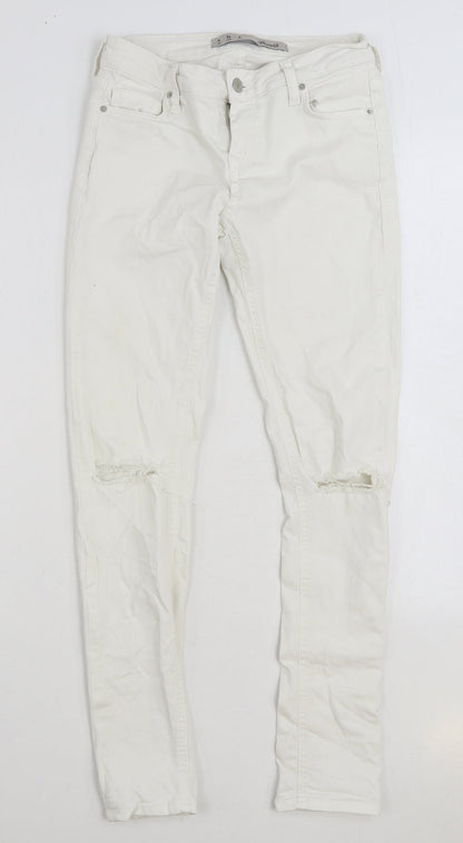 Denim & Co. Womens White Cotton Skinny Jeans Size 6 L30 in Regular Zip
