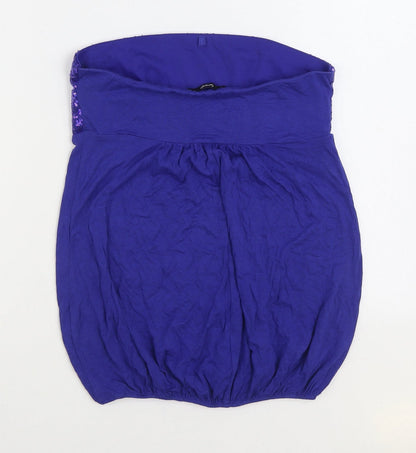 George Womens Blue Viscose Basic Blouse Size 8 Off the Shoulder - Bandeau Top