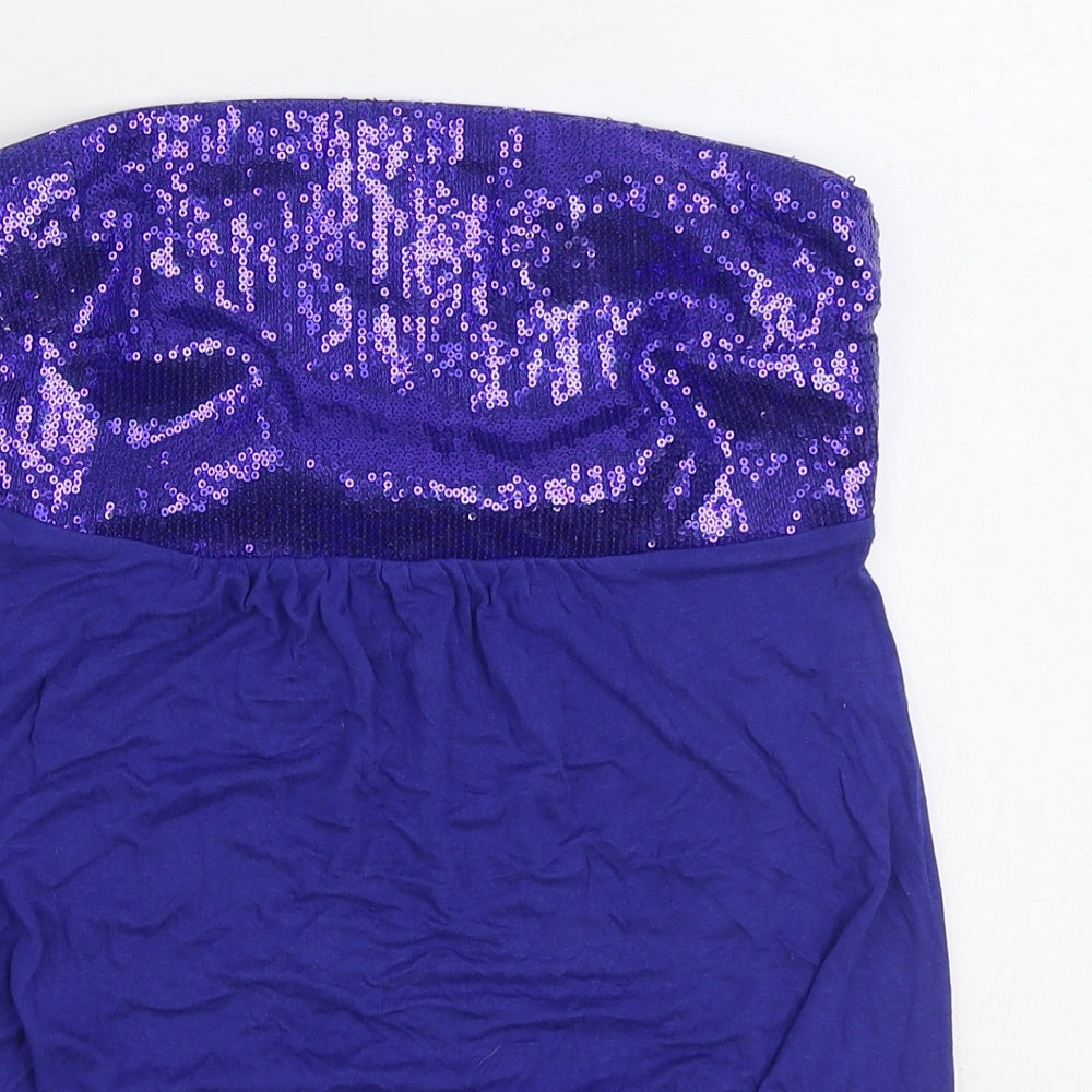 George Womens Blue Viscose Basic Blouse Size 8 Off the Shoulder - Bandeau Top