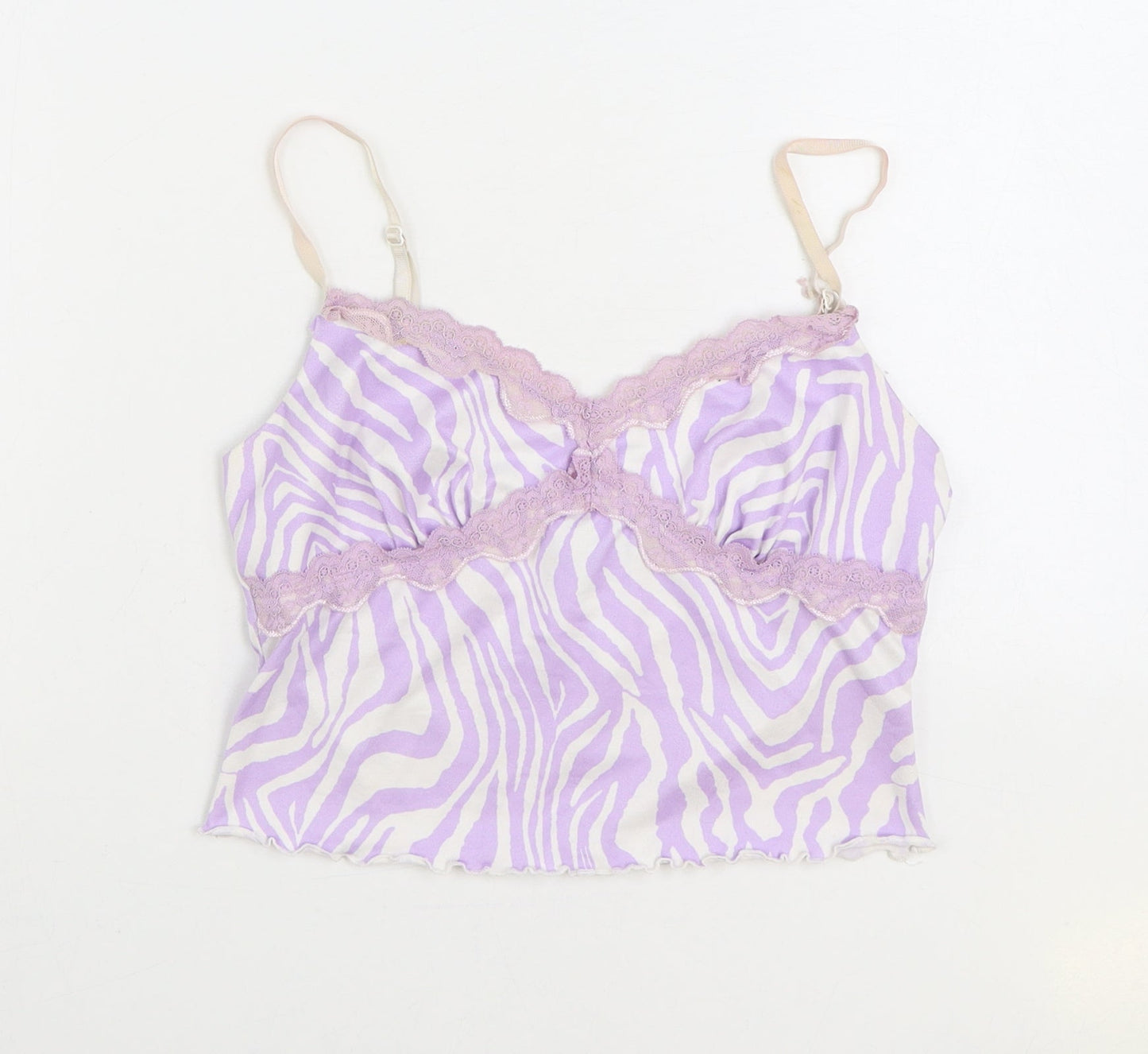 SheIn Womens Purple Animal Print Cotton Camisole Tank Size M V-Neck - Zebra Print