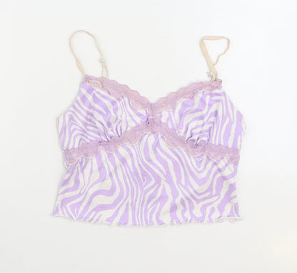 SheIn Womens Purple Animal Print Cotton Camisole Tank Size M V-Neck - Zebra Print