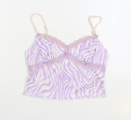 SheIn Womens Purple Animal Print Cotton Camisole Tank Size M V-Neck - Zebra Print