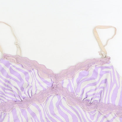 SheIn Womens Purple Animal Print Cotton Camisole Tank Size M V-Neck - Zebra Print