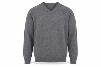 Hunter Mens Grey V-Neck Acrylic Pullover Jumper Size S