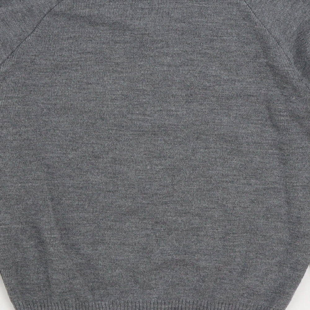 Hunter Mens Grey V-Neck Acrylic Pullover Jumper Size S