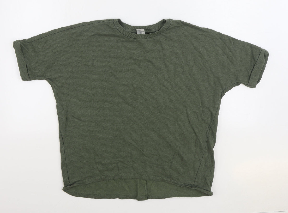 Additional front view of Anko women’s green cotton pullover sweatshirt, size UK 10, pullover