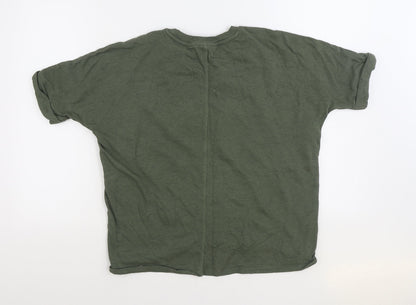Back view of Anko women’s green cotton pullover sweatshirt, size UK 10, pullover