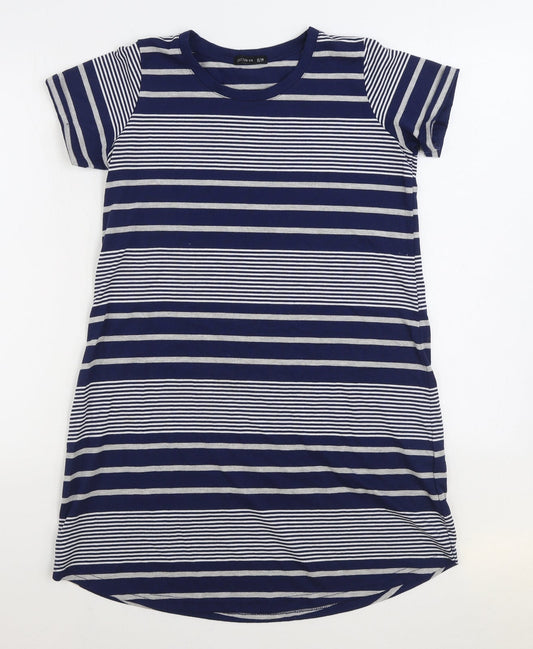 Cotton On Womens Blue Striped Cotton T-Shirt Dress Size XS Round Neck Pullover